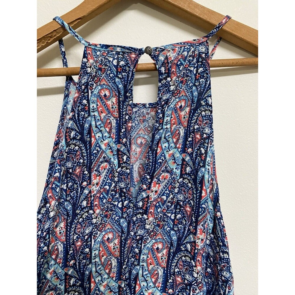 American Eagle Spaghetti Strap Blouse Women's Medium Paisley Blue Boho - Picture 5 of 8